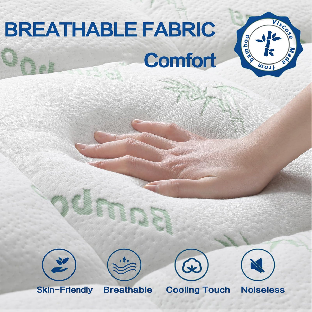 Mattress Topper Twin Size, Cooling Extra Thick Breathable Viscose Made from Bamboo Mattress pad, Soft Quilted Fitted Mattress Cover with 1000 GSM Down Alternative Fill (8-21”Deep Pocket) SakuraHome