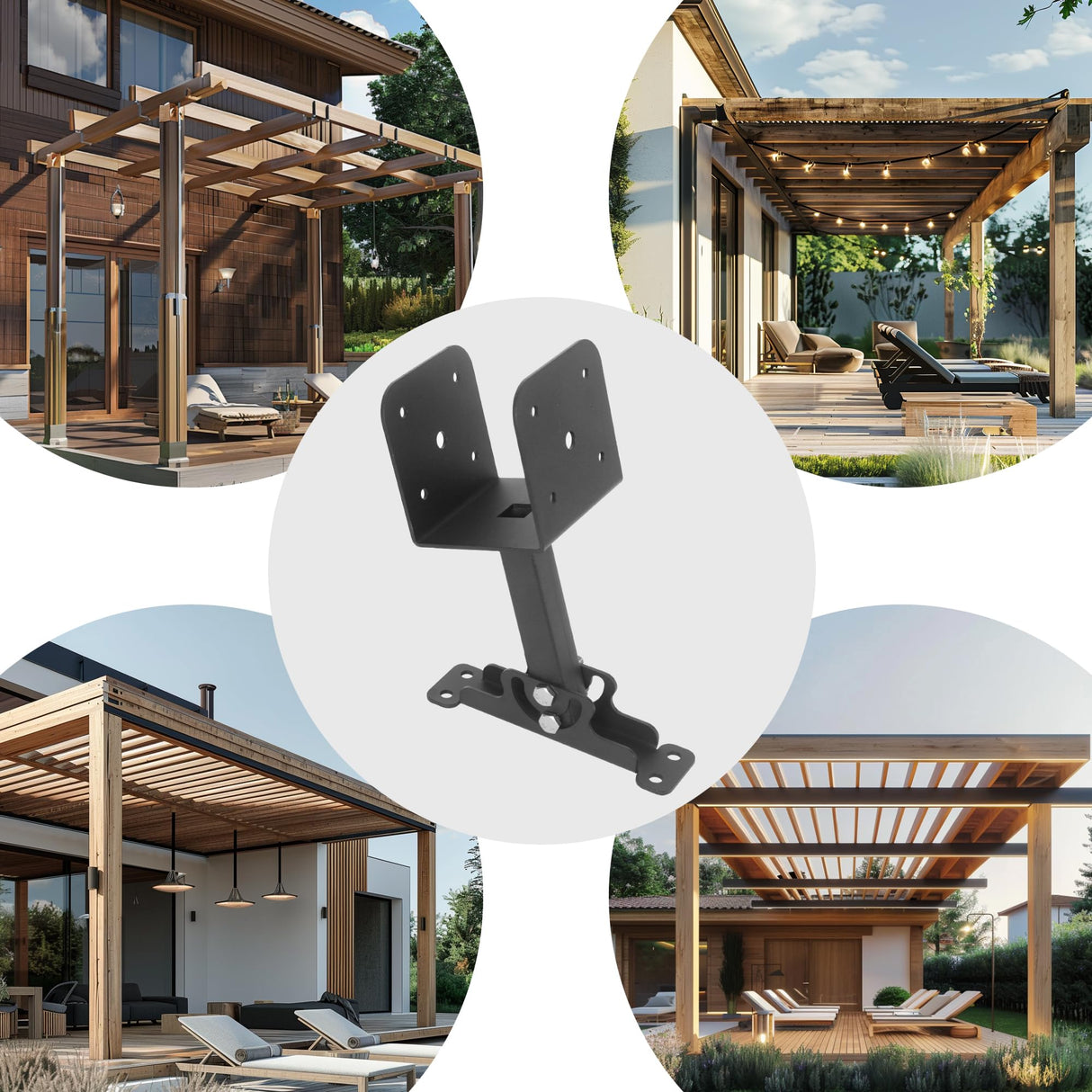 3Pcs Adjustable roof Riser Brackets for Patio Cover,pergola roof Brackets,Patio roof Riser,roof Brackets for Roofing,Roof Riser Brackets Kit for 3-1/2" Wood Post,Black. BierBear