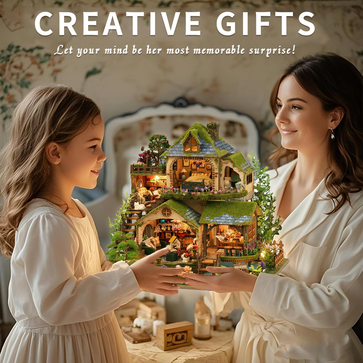 YSWOOD WORLD DIY Miniature House Kit, Mini House Building Kit with LED, DIY Miniature Kit for Adults Teen, Dollhouse Kit, Forest Adventure YSWOOD WORLD