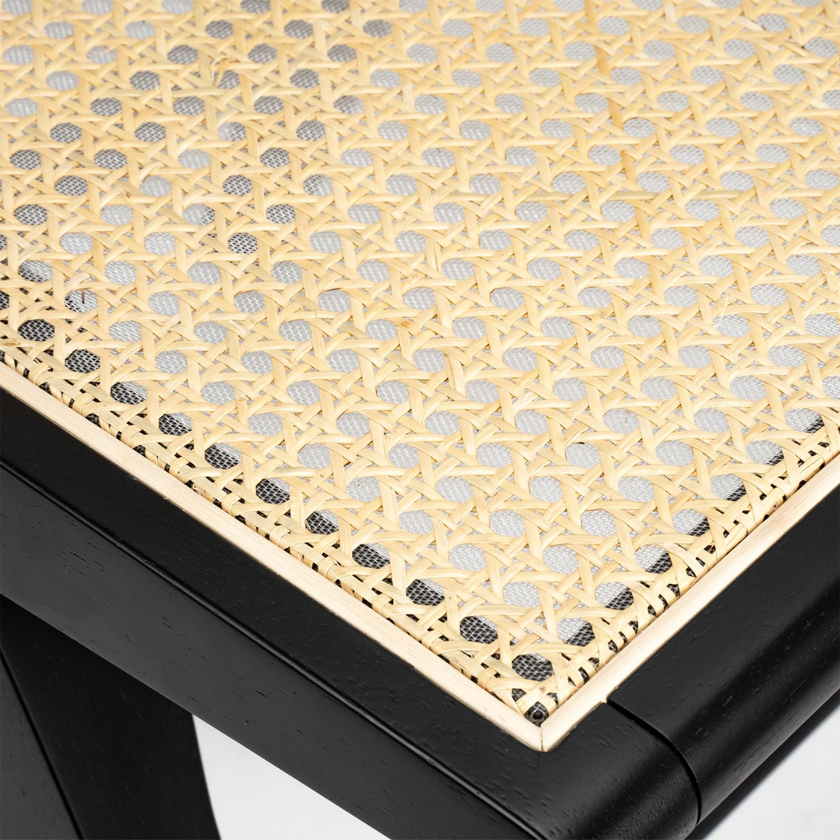 Accent Chair Dining Chairs Set of 2, Solid Wood Frame Boho Rattan Chair, Mid Century Modern Accent Chairs for Living Room Bedroom Dining Room Kitchen(Black) generic