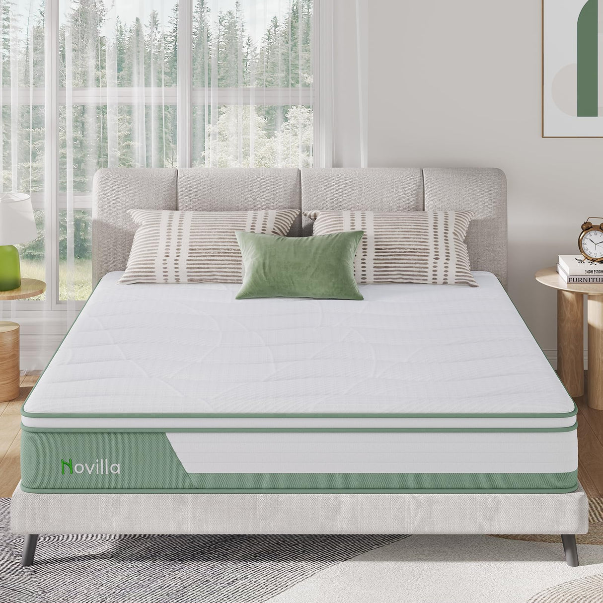 Novilla Mattress California King, 12 Inch 5-Zone Hybrid Mattress with Gel Memory Foam for Pressure Relief & Cool Night, Midume Firm Cali King Mattress in A Box Novilla