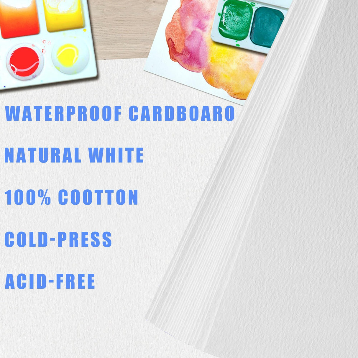 Augacage 120 Sheets 100% Cotton Watercolor Paper Bulk, 8.5" x 11" 140lb/300 GSM Cold Press Water Color Paper White Paint Paper Suitable for Kids Adult Watercolor Drawing Augacage