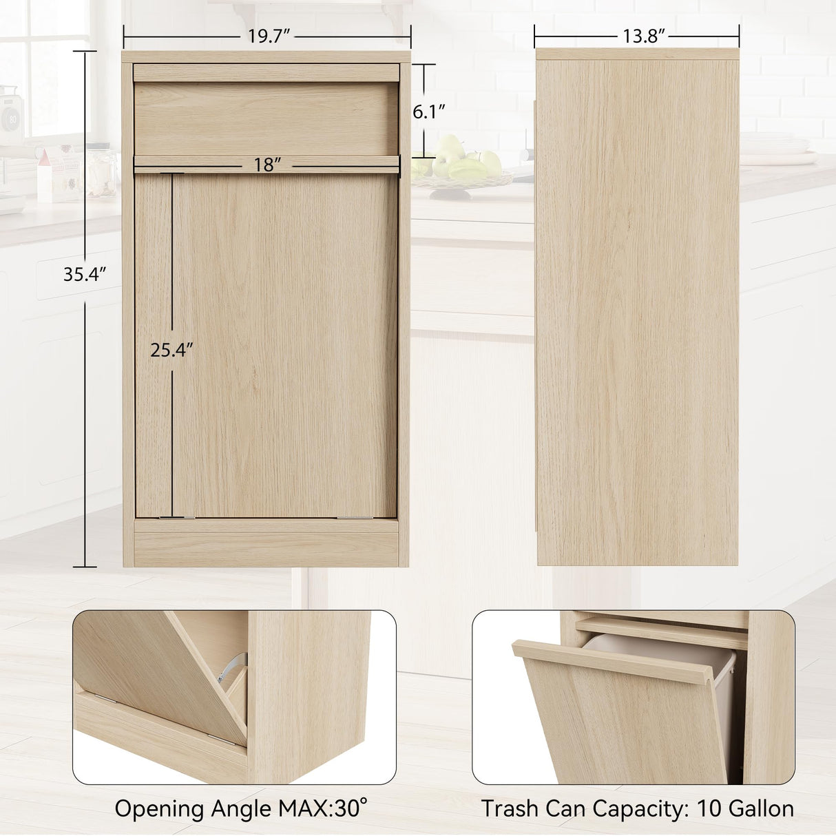 CABIHOME Tilt Out Trash Cabinet, Hidden Trash Cabinet with 10 Gallon Storage, Pet-Proof Freestanding Garbage Can Cabinet Laundry Hamper for Kitchen Dining Room CABIHOME