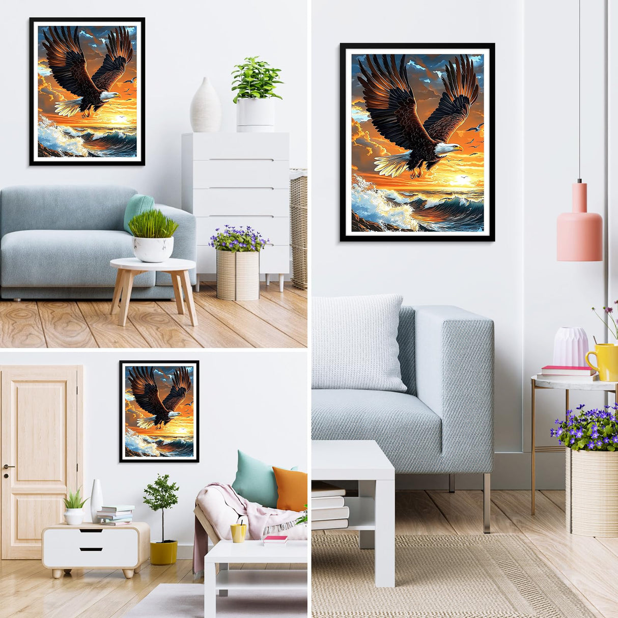 MXJSUA DIY Flying Eagle Diamond Painting Kits for Adults, Diamond Gem Art Painting for Beginners, Diamond Picture with Full Round Drill Dots Craft Set Gift, 12 * 16 Inch MXJSUA