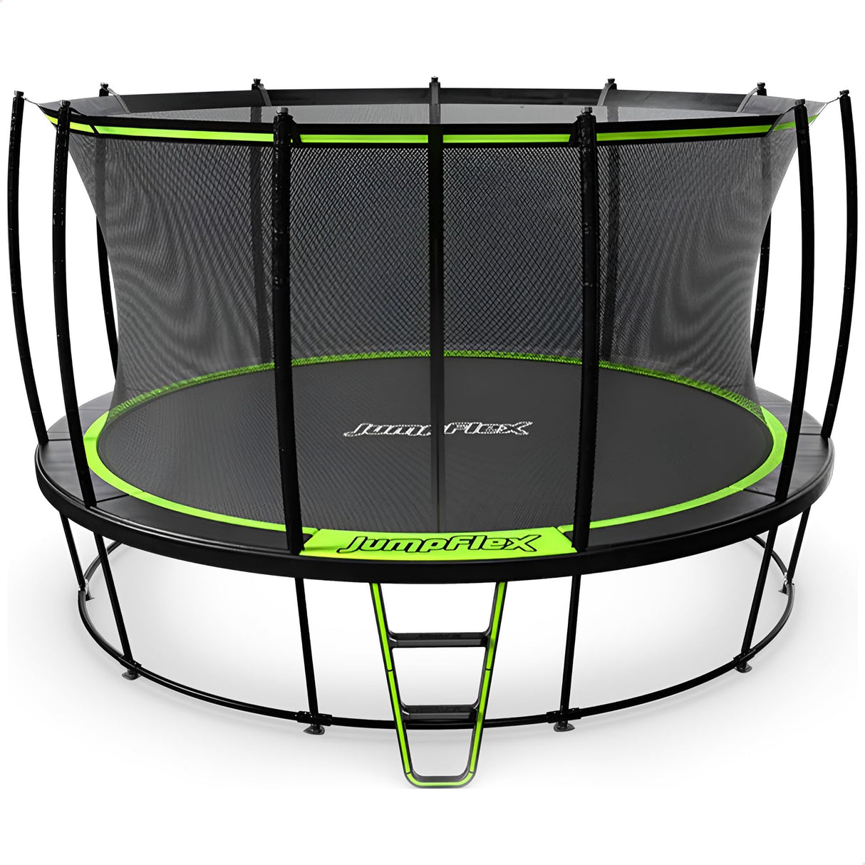 JumpFlex Large Round Recreational Backyard Trampoline & Net, 12 ft, Green/Black Jumpflex