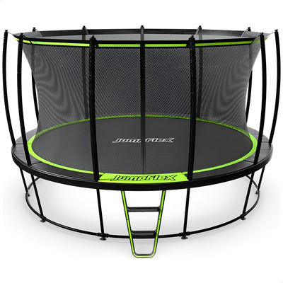 JumpFlex Large Round Recreational Backyard Trampoline & Net, 12 ft, Green/Black
