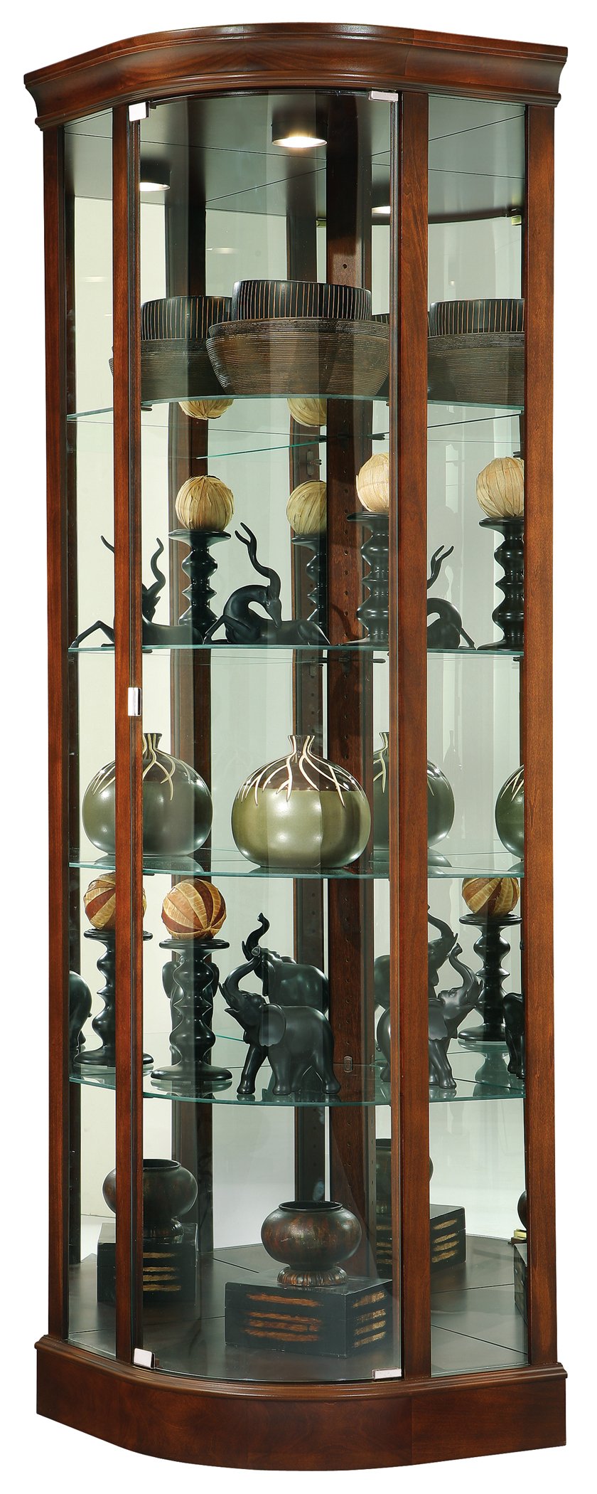 Howard Miller Marlowe Curio Cabinet - Wood Finish Display Cabinet with Lock, 4 Shelves, Display Cabinet with Doors - Lighted Showcase for Living Room Or Dining Room Howard Miller