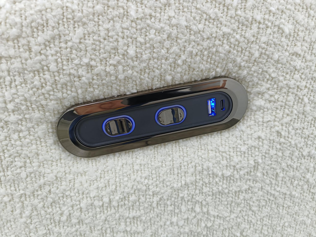 Storkcraft Santa Monica Power Recliner Swivel Glider (Ivory Boucle) – Effortless Electronic Power Recline, USB-A & USB-C Charger STORKCRAFT