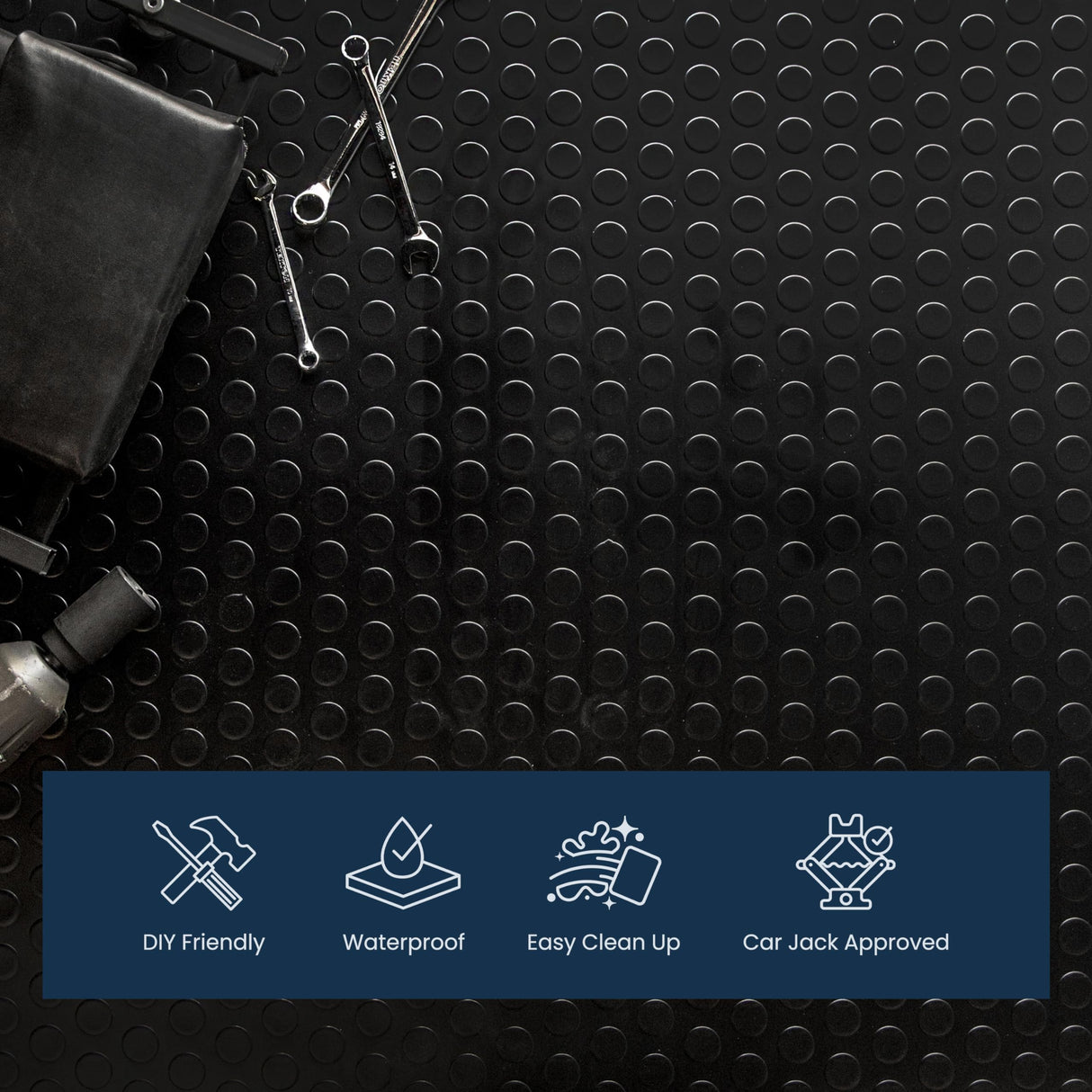 Flooring Inc's 1.6mm Nitro Garage Floor Mat, Truck & Car Garage Mat, Flexible Vinyl Garage Flooring for Stronger & Safer Garage, Workshop or Trailer, Coin Pattern, 7.5' x 17', Midnight Black IncStores