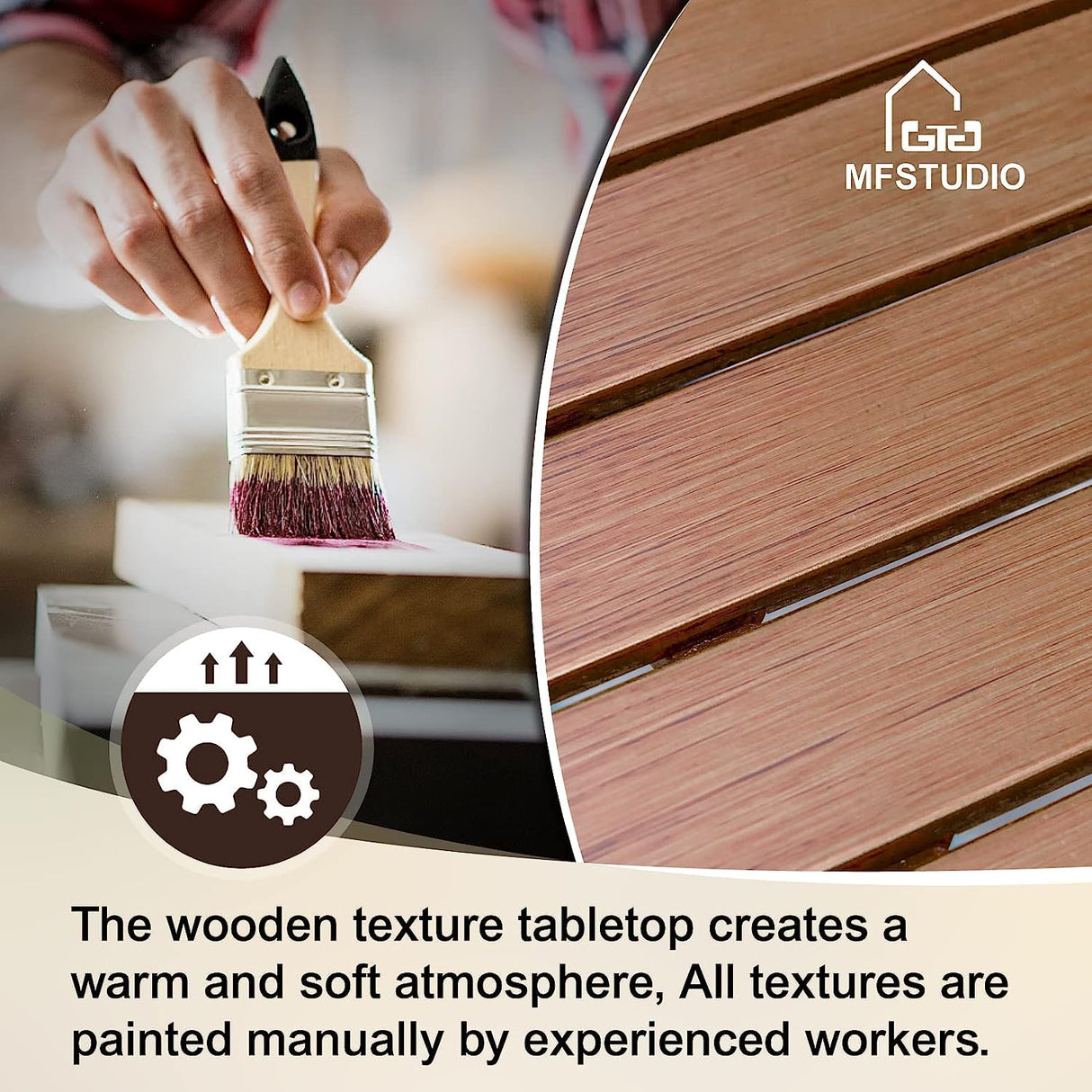 MFSTUDIO 2 Pieces Acacia Wood Patio Dining Chairs, Natural Oil Finished Outdoor Dining Chair Set of 2, Slat Back Patio Dining Chair with Removable Cushion for Garden, Backyard MFSTUDIO