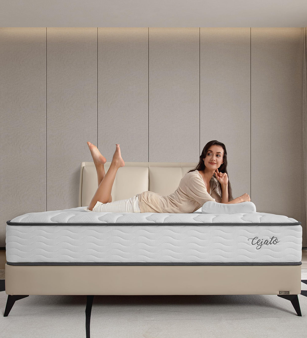 Cejato Queen Size Mattresses,10 Inch Memory Foam Hybrid Queen Mattresses in a Box White Mattress with Provide Sleep Support and Pressure Relief,Medium Firm,CertiPUR-US. Cejato