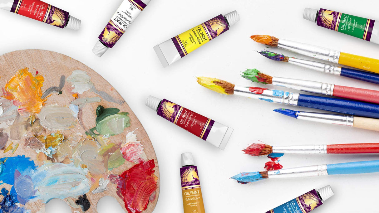 MyArtscape Oil Paint Set - 12 x 12ml Tubes - Lightfast - Heavy Body - Oil-based Vibrant Colors - High Pigment Load - Non-fading - Artist Quality Painting Supplies - Professional Craft Paints MyArtscape