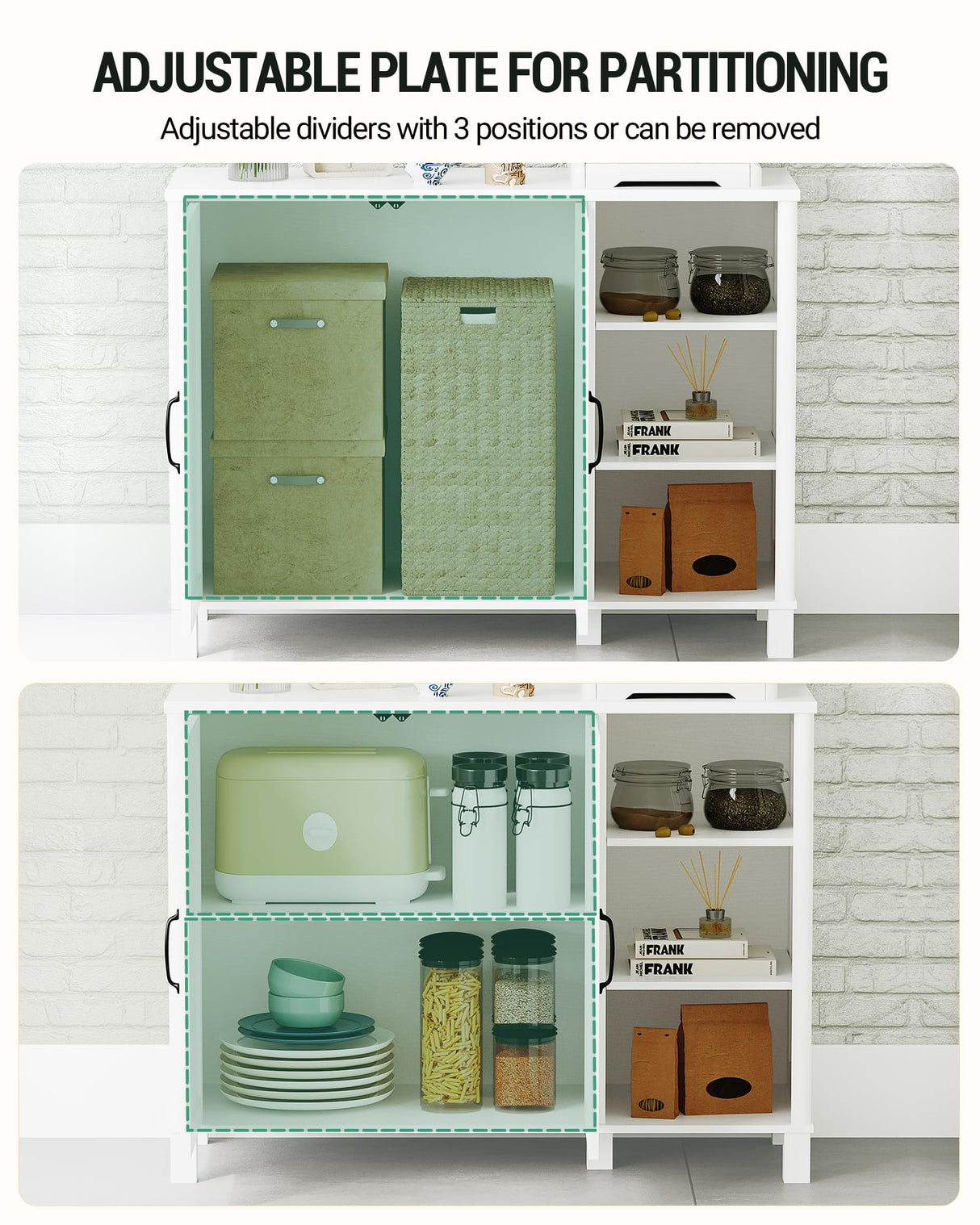 Hzuaneri Bathroom Storage Cabinet, Freestanding Floor Cabinet with Doors and Shelves, Bathroom Storage Unit, Kitchen Cupboard with Open Compartments for Bathroom, Entryway, Modern SC12213X Hzuaneri