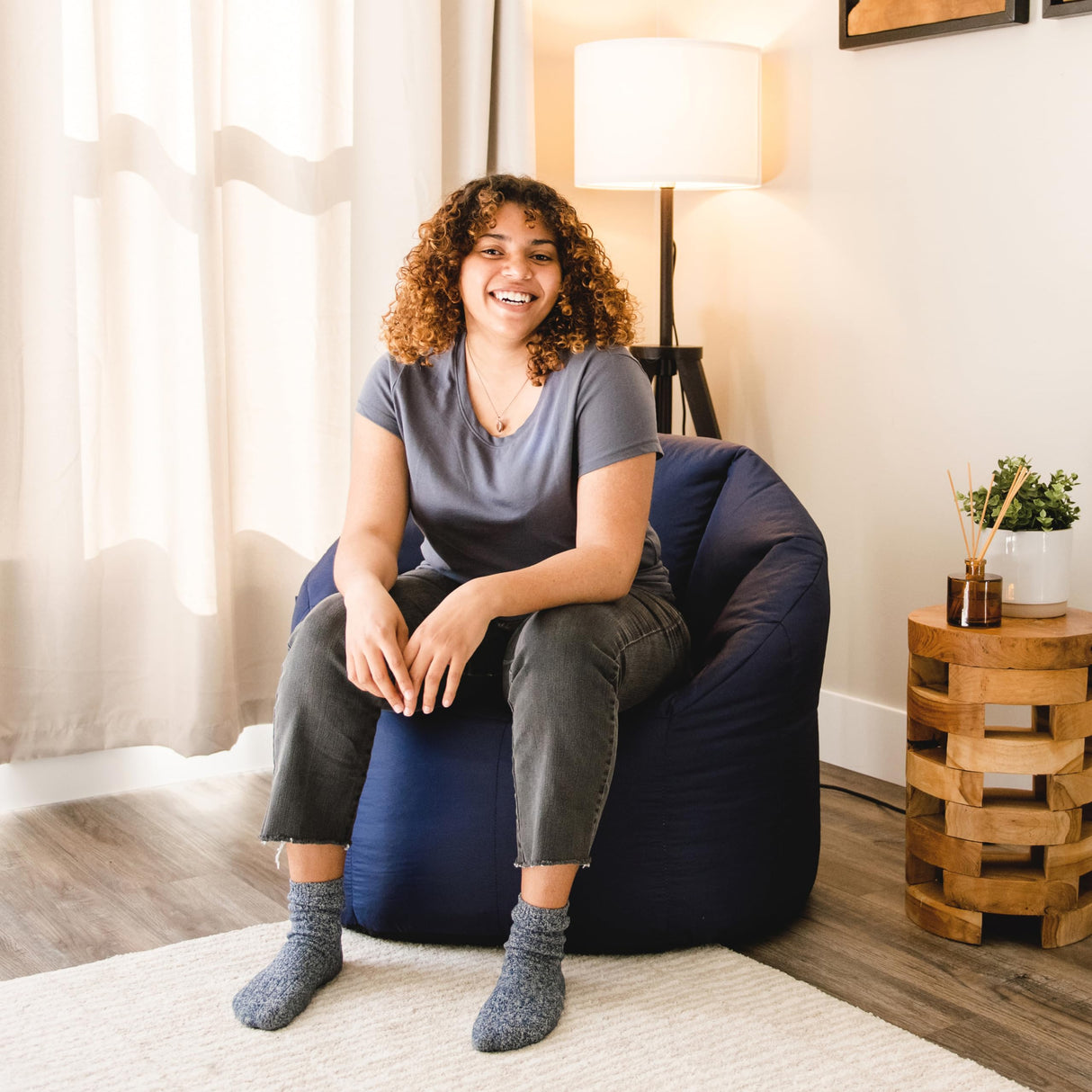 Big Joe Milano Beanbag Chair Navy Smartmax Big Joe