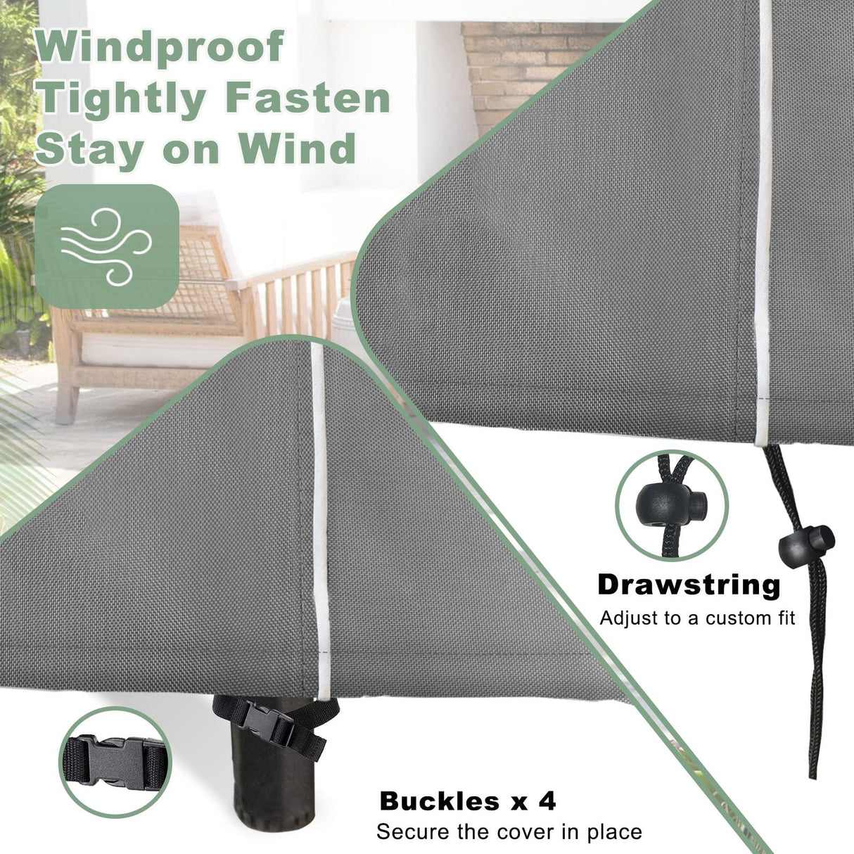 Outdoor Furniture Cover Waterproof, 4-Piece Patio Furniture Covers for 4 PCS Patio Outdoor Conversation Set, Included: Ourdoor Loveseat Cover, 2 Patio Chair Covers, Outdoor Coffee Table Cover-Grey Gasadar