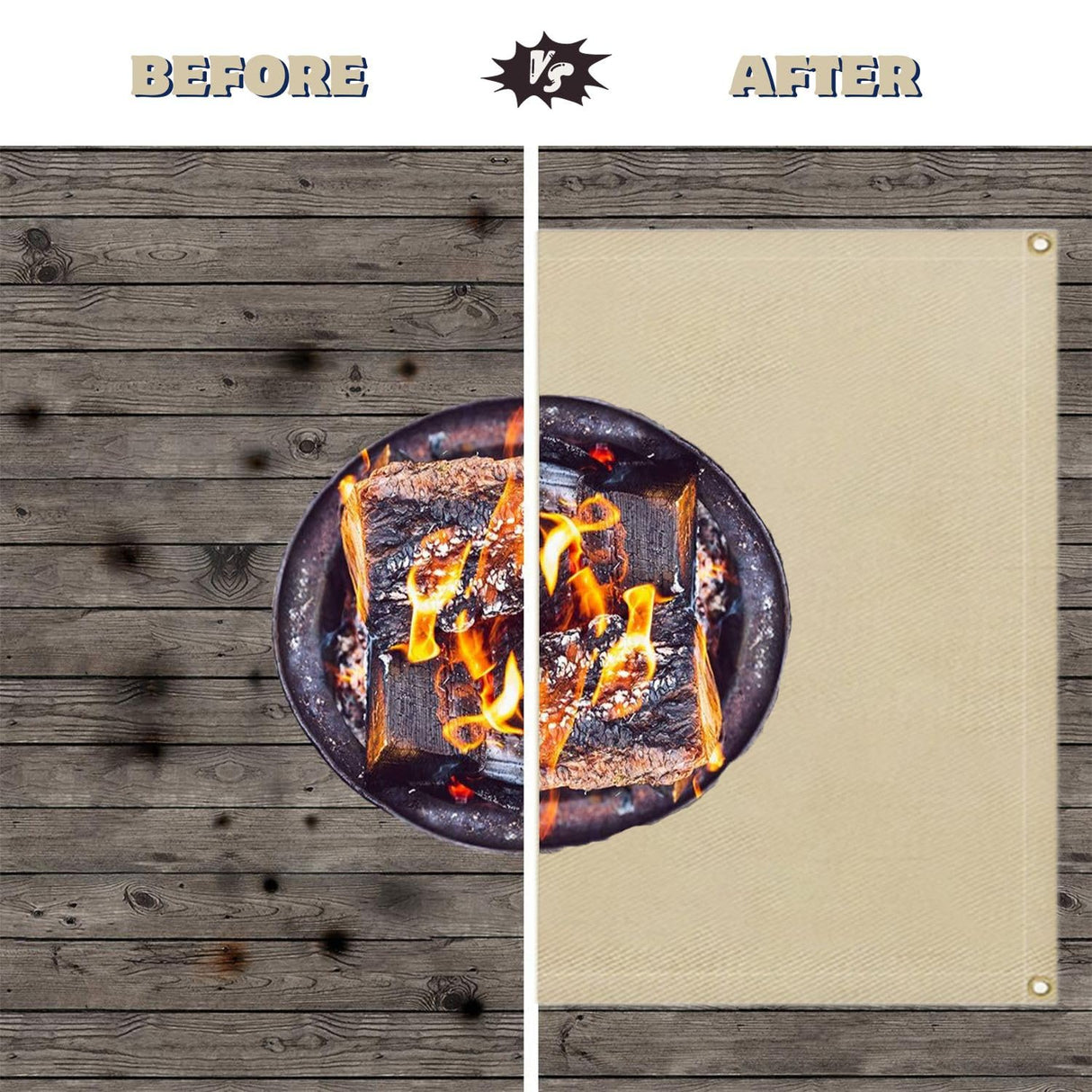 SOLOWILDER Fire Pit Mat 40" Wood Stove Under Grill Mat for Deck BBQ Fireproof Floor Tent Campsite Insulation Protection SoloWilder