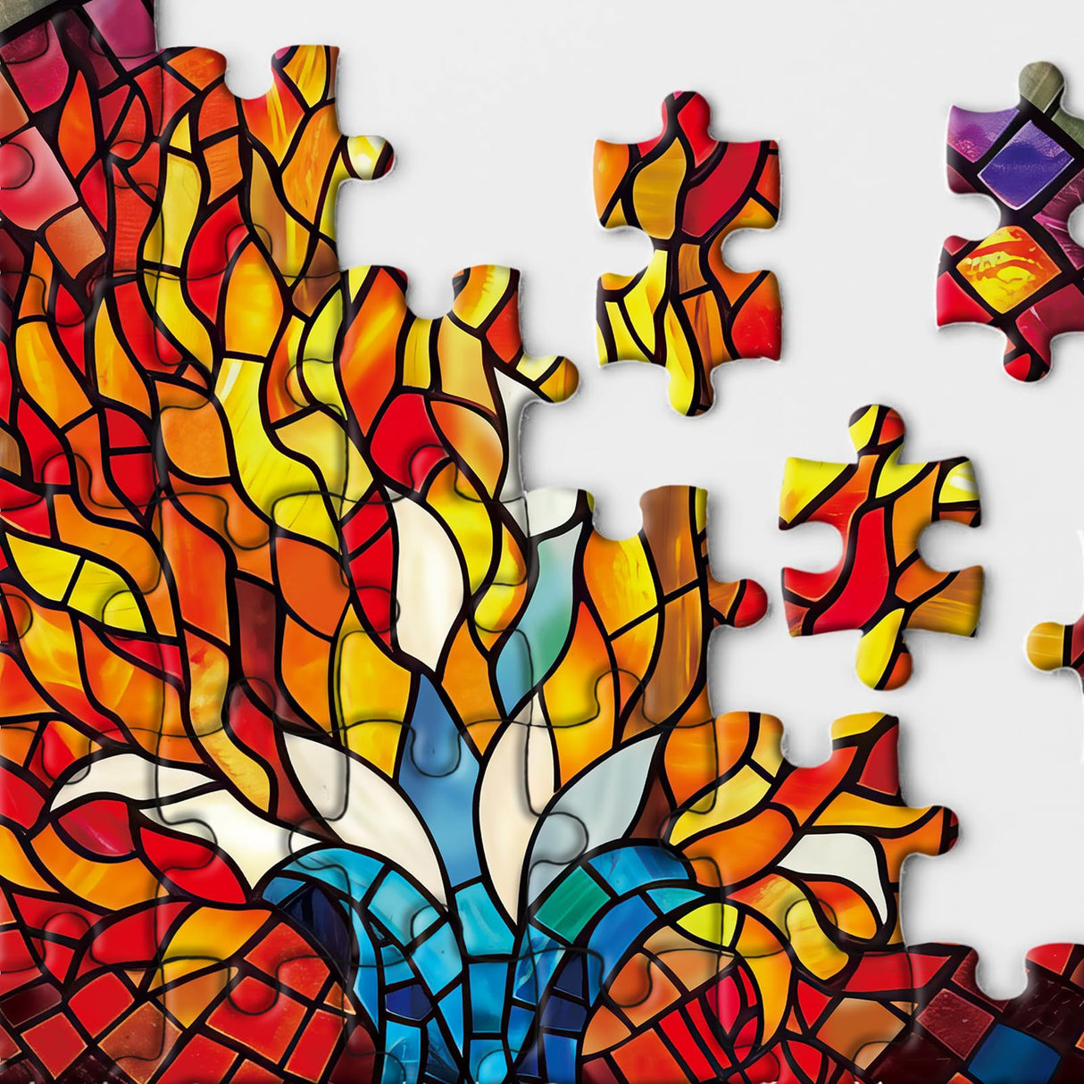 Stained Glass Puzzle Mandala Puzzle for Adults 1000 Piece, Round Colorful Mosaic Jigsaw Puzzles, Religious Faith Art Puzzle BBOLDIN