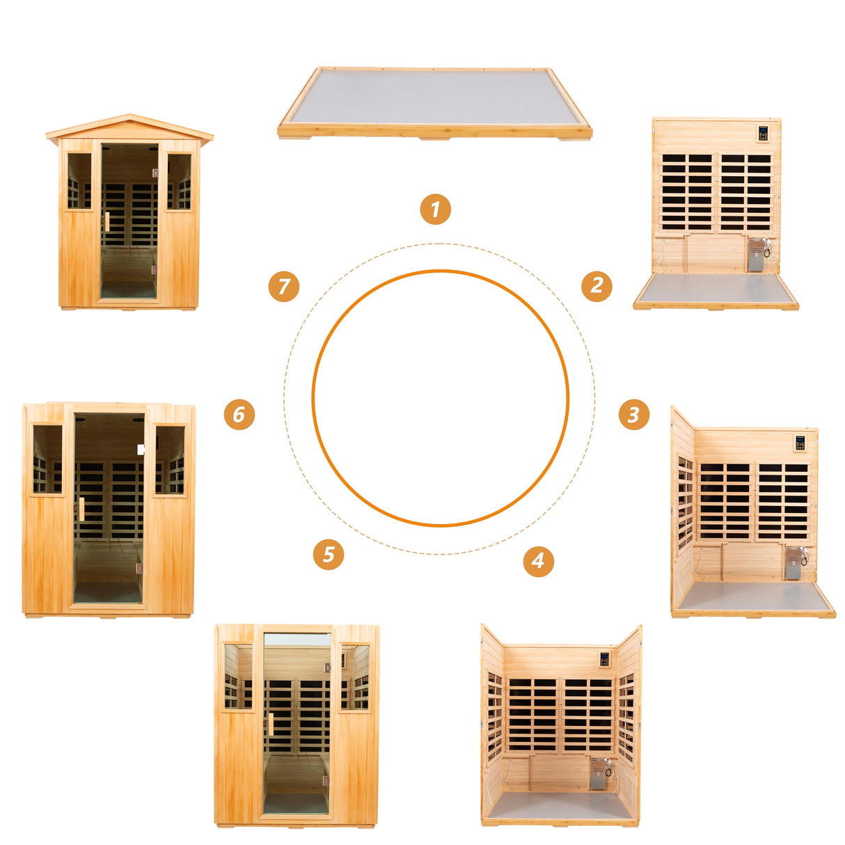 Outdoor Sauna for 4 Person,Applicable Indoors and Outdoors. Far Infrared Sauna 8 Low EMF Heaters, Wooden Sauna Room 2050 Watt, Old Chinese fir, Chromotherapy, Bluetooth Speaker, LCD, LED. Generic