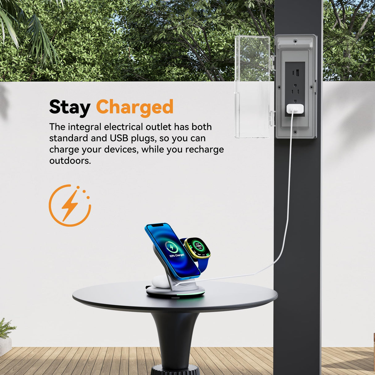 Modern Shade Aurora Louvered Pergola 10'x10' with USB Charging Port Deck, Outdoor Pergola with Adjustable Waterproof Roof & Integrated Drainage, Reinforced Frame for Patio Deck, Easy Assembly, Black Modern Shade Outdoor Living Spaces