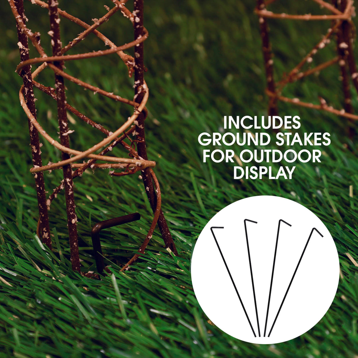Alpine Corporation 24"H Outdoor Rattan Grazing Reindeer Lawn Decoration with White Lights , Christmas Decoration Alpine Corporation