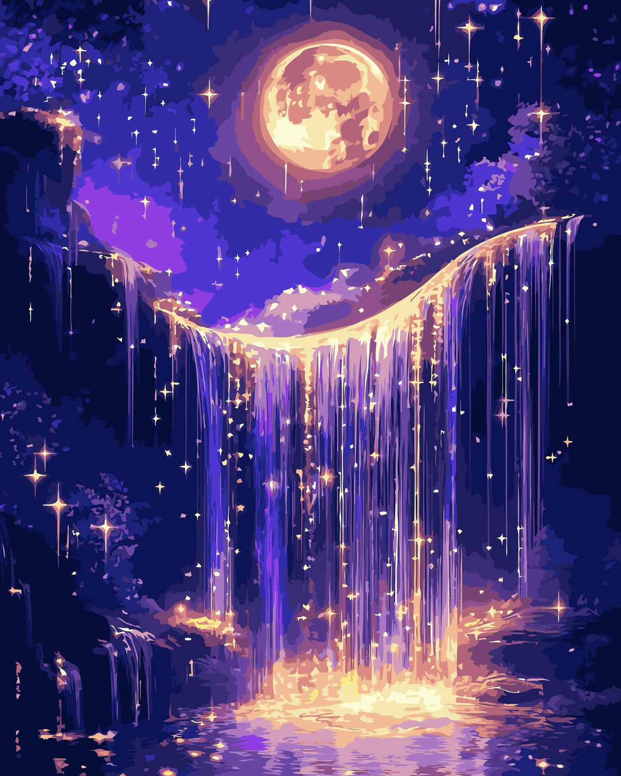 ARPADAMO Adults Beginners Paint by Number Kits,Moonlight Waterfall Painting by Number Kits On Canvas,Without Frame DIY Oil Painting Acrylic Paints, Home Wall Decor Gift 15.6×19.5in ARPADAMO