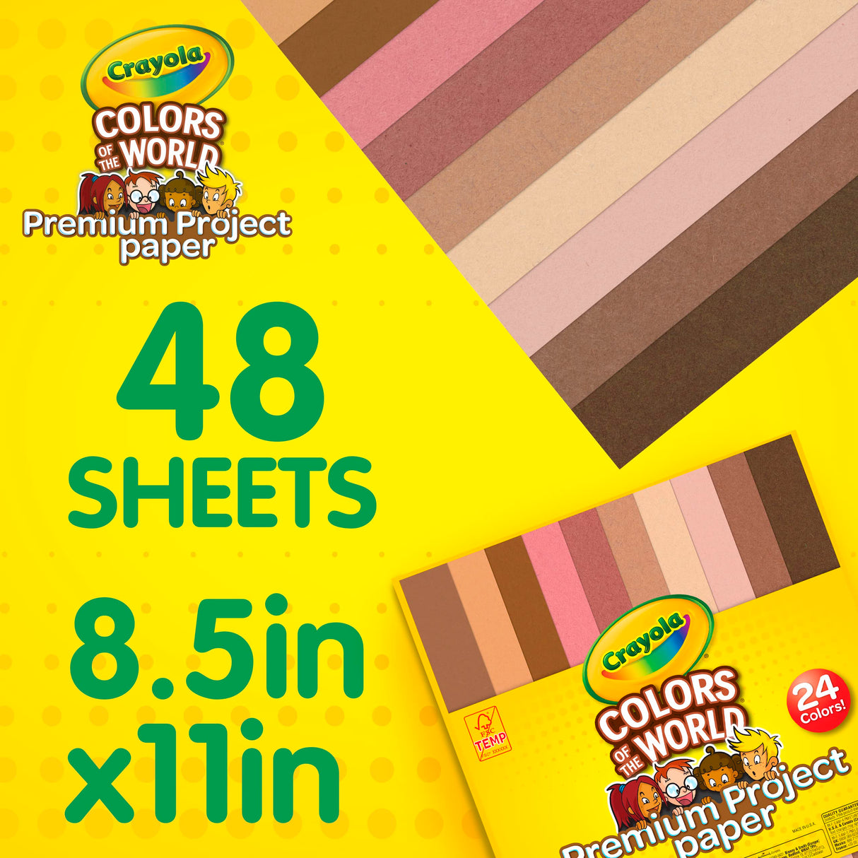 Crayola Construction Paper in Colors of The World, 8.5” x 11”, 24 Colors, Craft Supplies, 48 Sheets Crayola