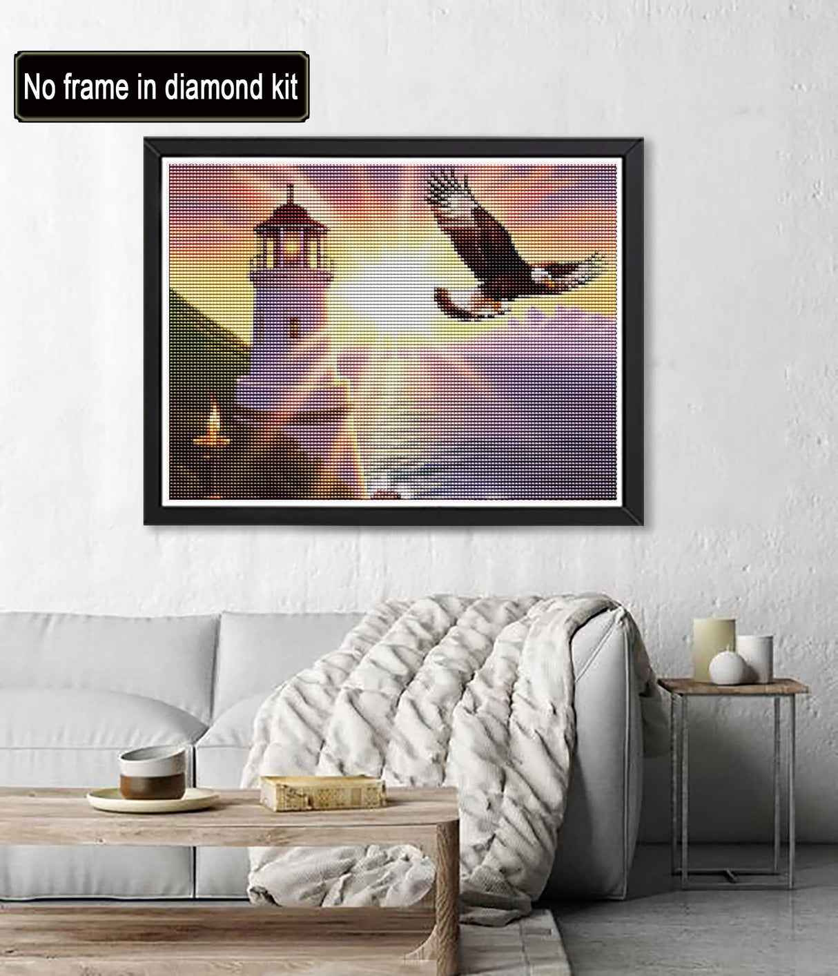 Diymood Paint by Numbers for Adults Animal, DIY Oil Painting Seaside Lighthouse Eagle Acrylic Paint by Number Kits for Kids Adults Beginner for Home Wall Decor 16x20 inch Diymood