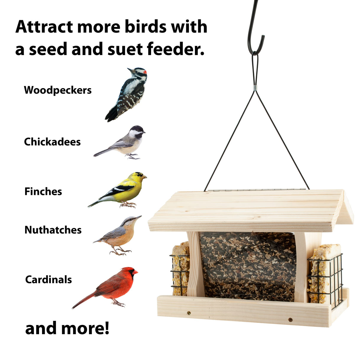 Woodlink Wood Bird Feeder with 2 Suet Cages, 5 lb. Capacity Woodlink