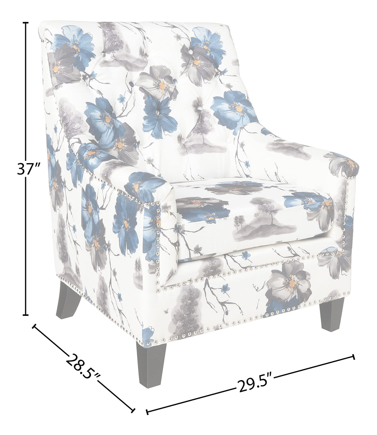 OSP Home Furnishings Pacific Armchair with Padded Box Spring Seats and Silver Finish Legs, Black Vinyl Office Star Products