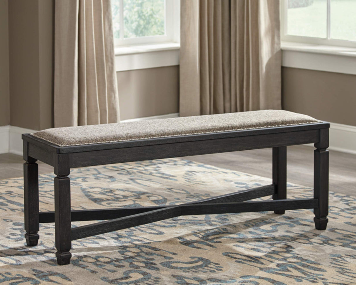 Signature Design by Ashley Tyler Creek Modern Farmhouse Upholstered Dining Room Bench, Antique Black Finish Signature Design by Ashley
