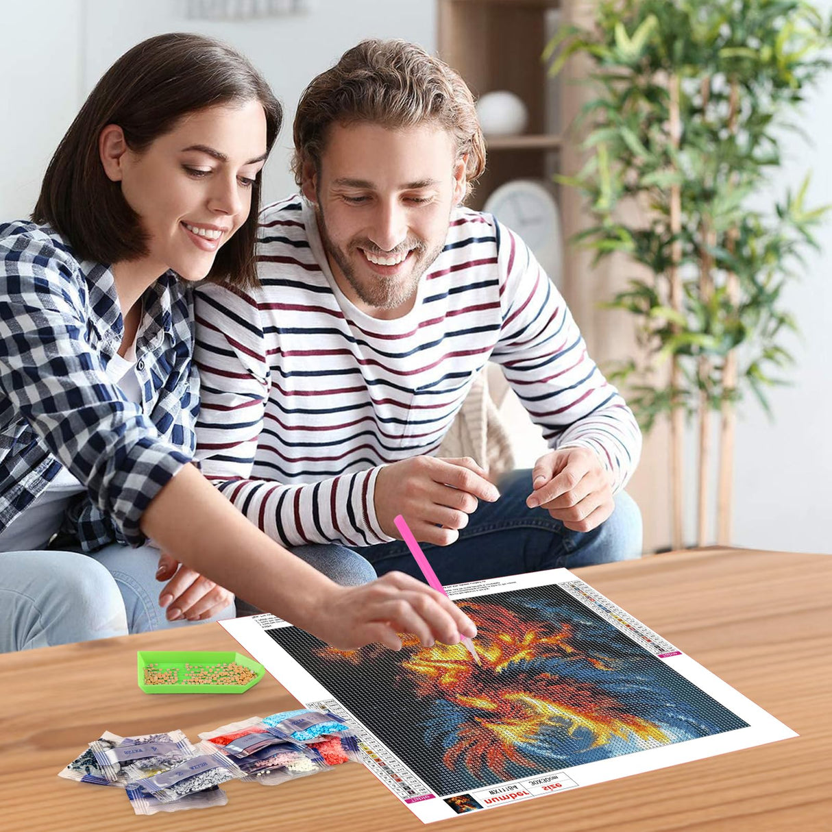 NEWENMO Phoenix Diamonds Painting Kits for Adults Beginner DIY 5D Phoenix Diamond Art Paint with Round Diamonds, Full Drill Gem Art Phoenix Diamonds Painting for Craft Home Wall Decor 12x12 in NEWENMO