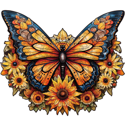 Wooden Puzzles for Adults - 200 Pieces Butterfly Unique Shaped Wooden Jigsaw Puzzles for Adults, Medium Size 10'' x 12'' Adult Wood Puzzles for Family Friend Game