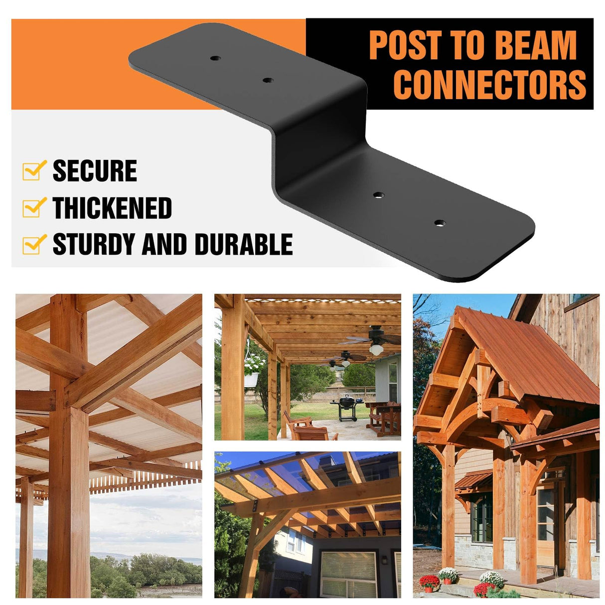 Eegoowa 4 Piece Heavy Duty Steel Z Bracket 6" Post and Beam Support, Double Angle Channel Angle Support for Wood Shelf Fixing Timber Connector Pergola Bracket, 3" Width, 1/8" Thickness (6 inches) Eegoowa