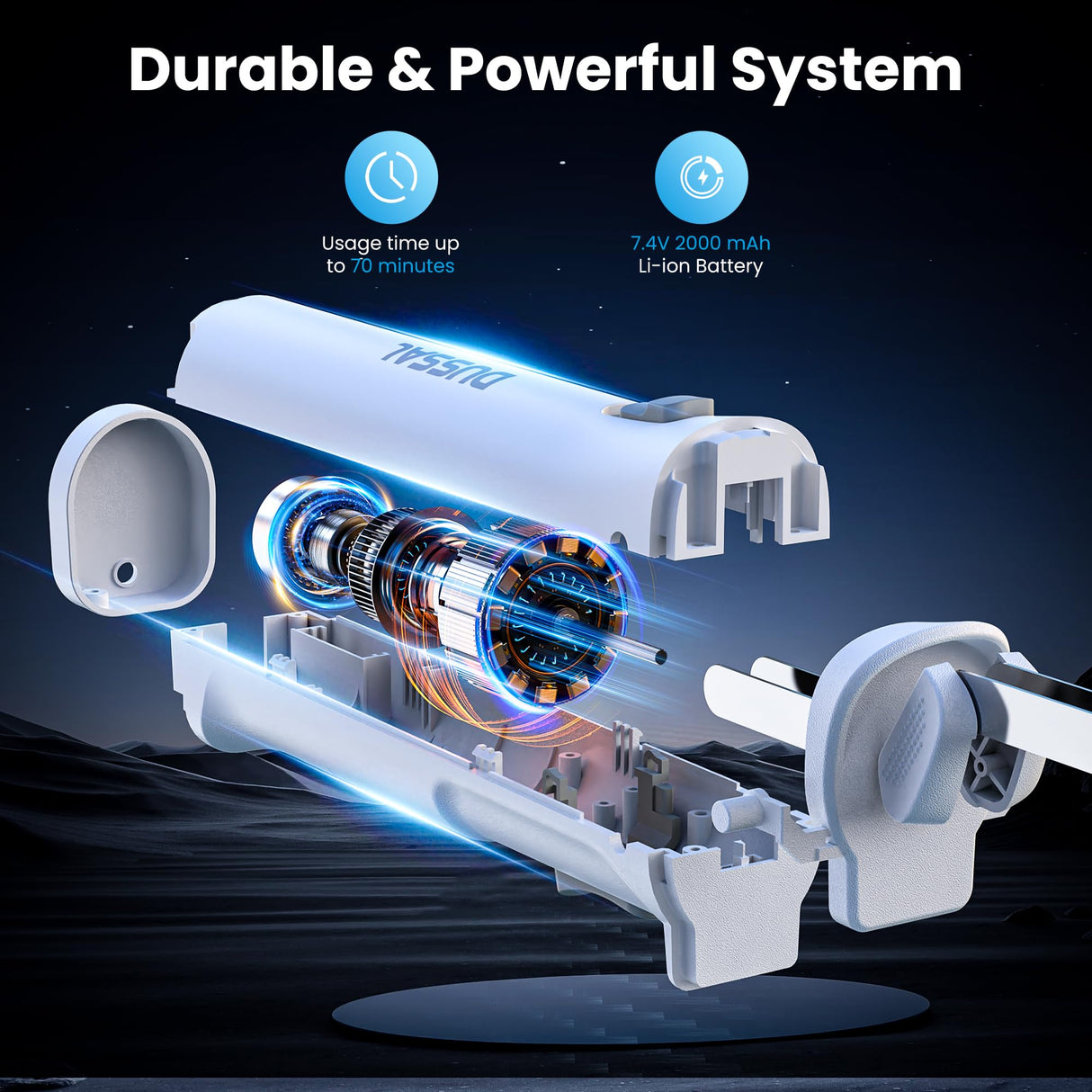 DUSSAL Cordless Electric Knife Rechargeable, Electric Carving Knife, 4 Stainless Steel Blades, Safety Lock Switch, Blade Release Buttons, Carving Meats, Poultry, Bread, Cheese & More (White) D DUSSAL