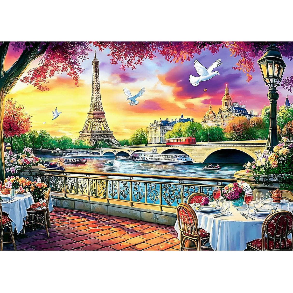 CEOVR Eiffel Tower Diamond Art Kits for Adults, 5D DIY Full Drill Landscape Diamond Painting Dots Crystal Gem Art, Adult Crafts Kits Arts and Crafts, Wall Decor for Home Office 12x16inch CEOVR