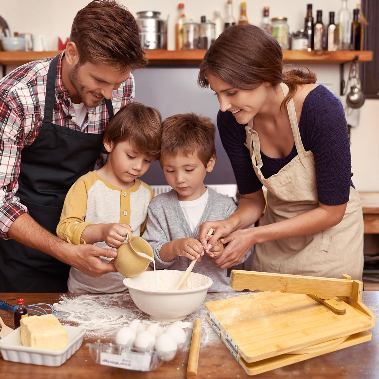 2024 Upgraded Wooden Tortilla Press 10 Inches Rotatable 10" Wood Tortilla Press Maker, with Rolling Pin & 50 Pcs Parchment Paper, for Homemade Tortillera, Roti, Chapati, Taco, Pataconera, Burritos Vrouwengeld