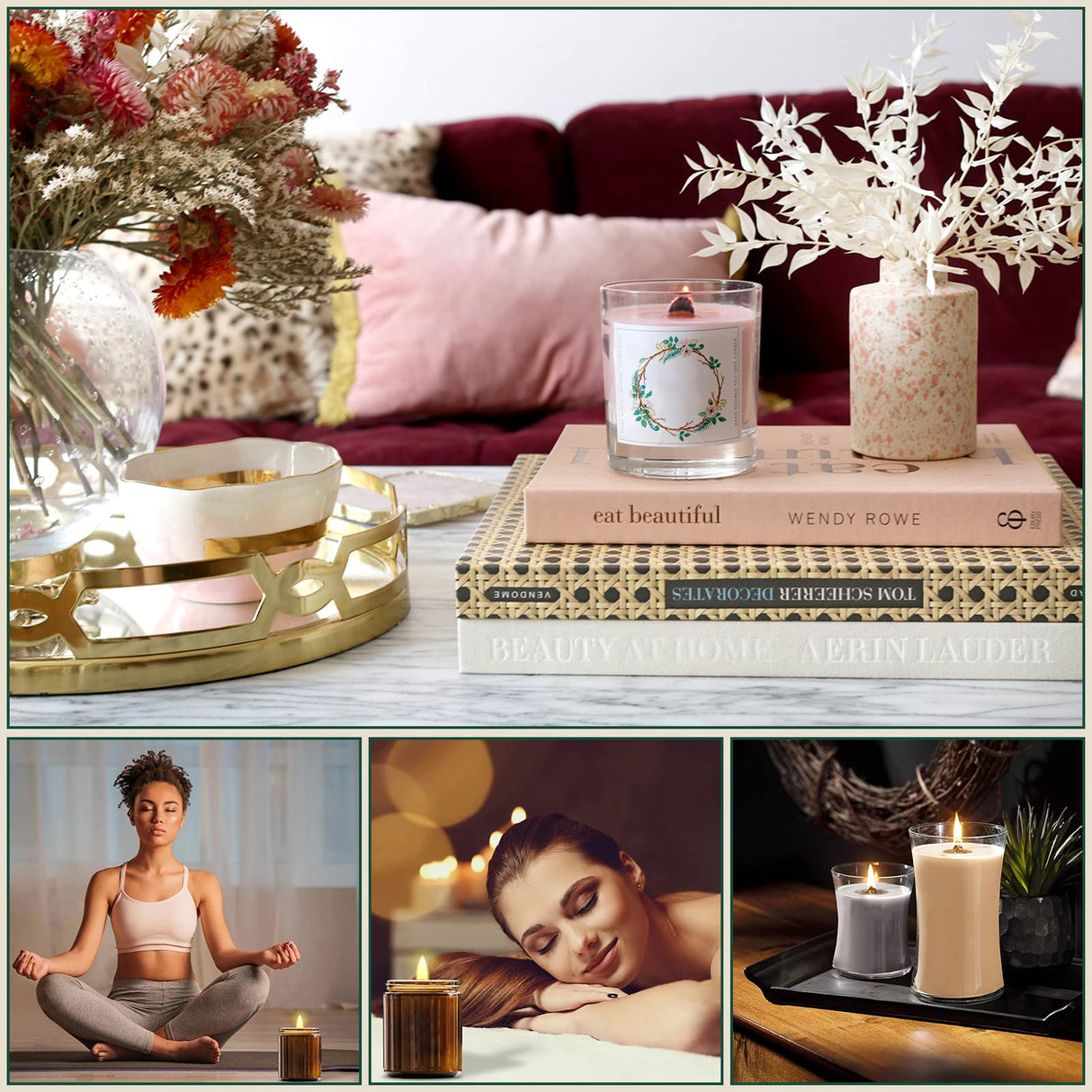 ZYNERY 100 Set Wood Wicks for Candles Making, Crackling Wooden Candle Wicks, Smokeless Candle Wick with Metal Base Labels (5.9x0.5 Inch) ZYNERY