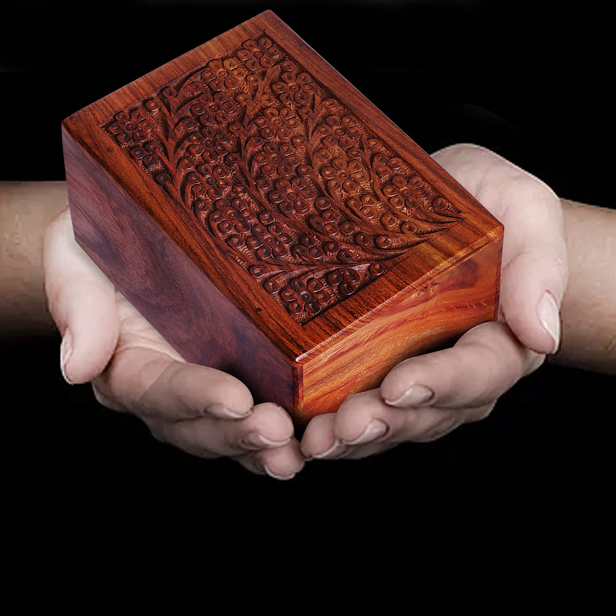 S.B.ARTS Wooden Urn Box for Human Ashes, Cremation Funeral Urns Box, Pet Memorial Urns, Decorative Urn, Cat Infant Adult Urn, Keepsake Burial Ash Box-Medium (Style5, 7 X 5 X 3.75 inch) S.B.ARTS