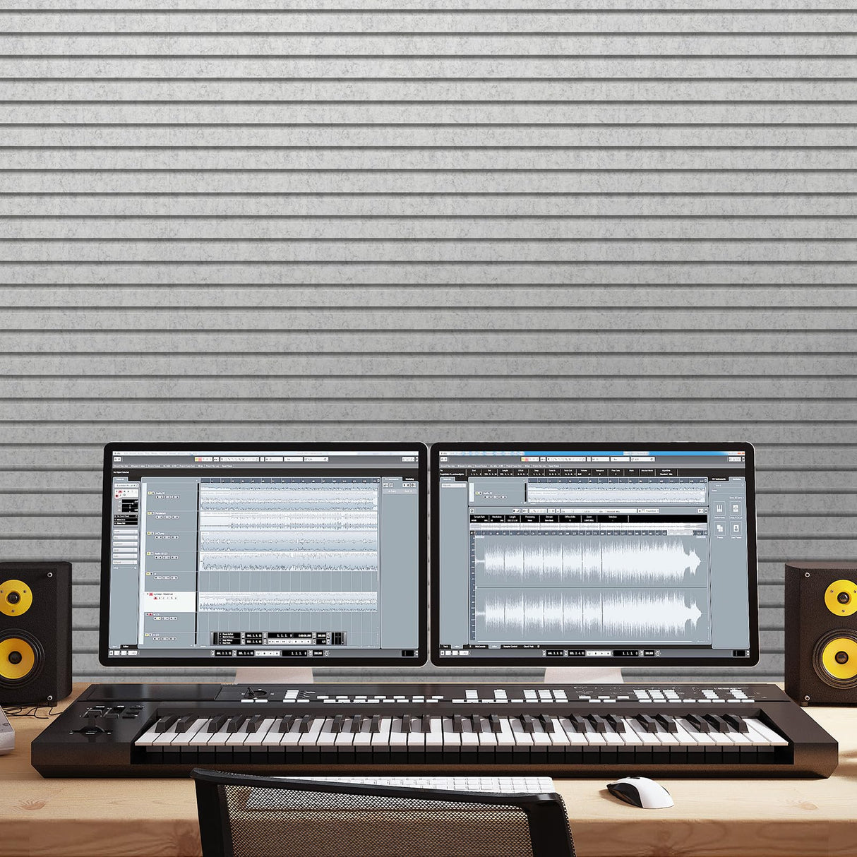 TONOR 4-Pack Bilayer Acoustic Panels Large Self-adhesive, 47.2” * 23.6” * 0.72” Adhesive Wall Panel, Large Soundproof Tiles for Echo Absorbtion, Acoustical Barrier of Polyester Fiber, Grey TONOR