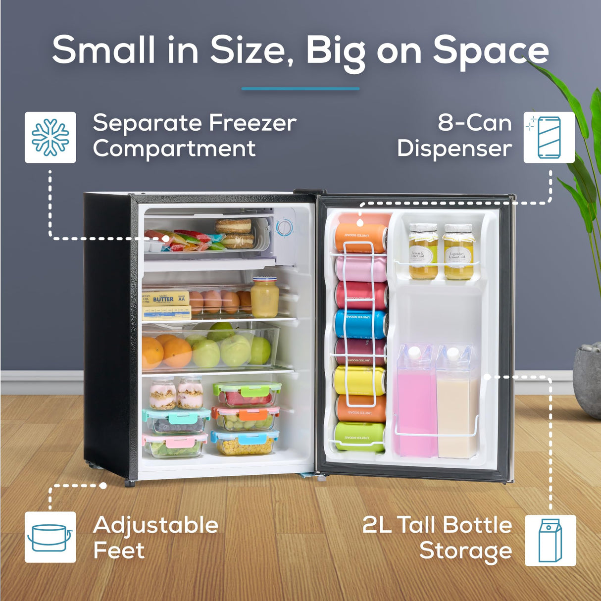 Igloo 2.6 Cu.Ft. Compact Refrigerator with Freezer, 2 Shelfs, Perfect for Homes, Offices, Dorms, Platinum Igloo