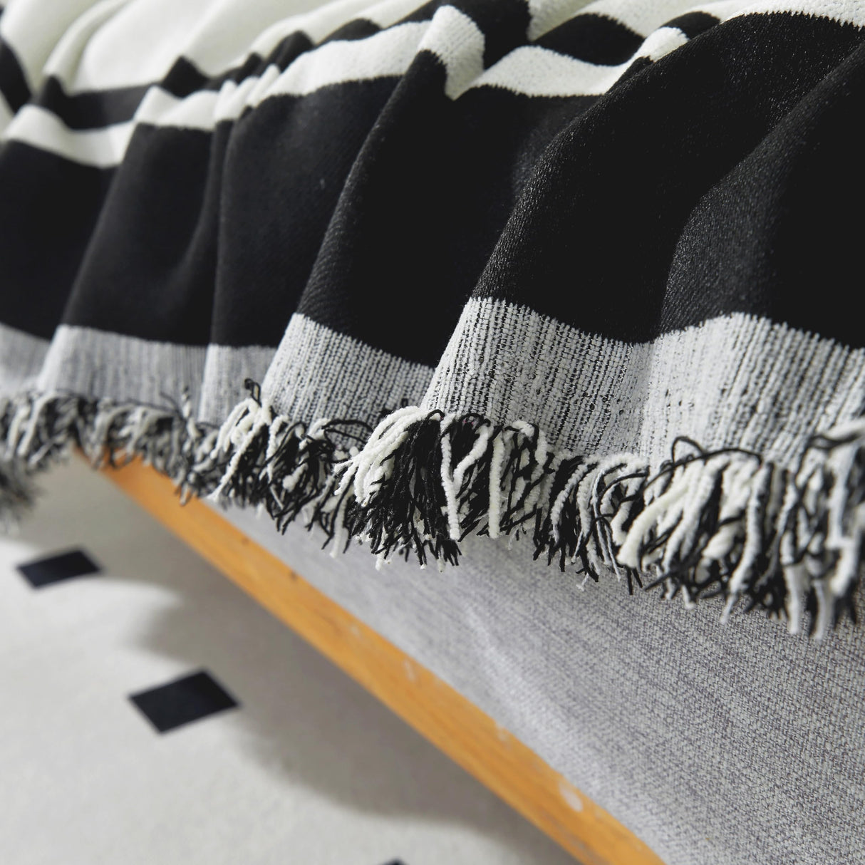 Tritard Boho Couch Cover Reversible Striped Sectional Couch Covers Black White Sofa Loveseat Covers Chenille Cushion Covers with Tassel Washable Couch Protector for Dogs Pet Futon Cover (71"-134") Tritard