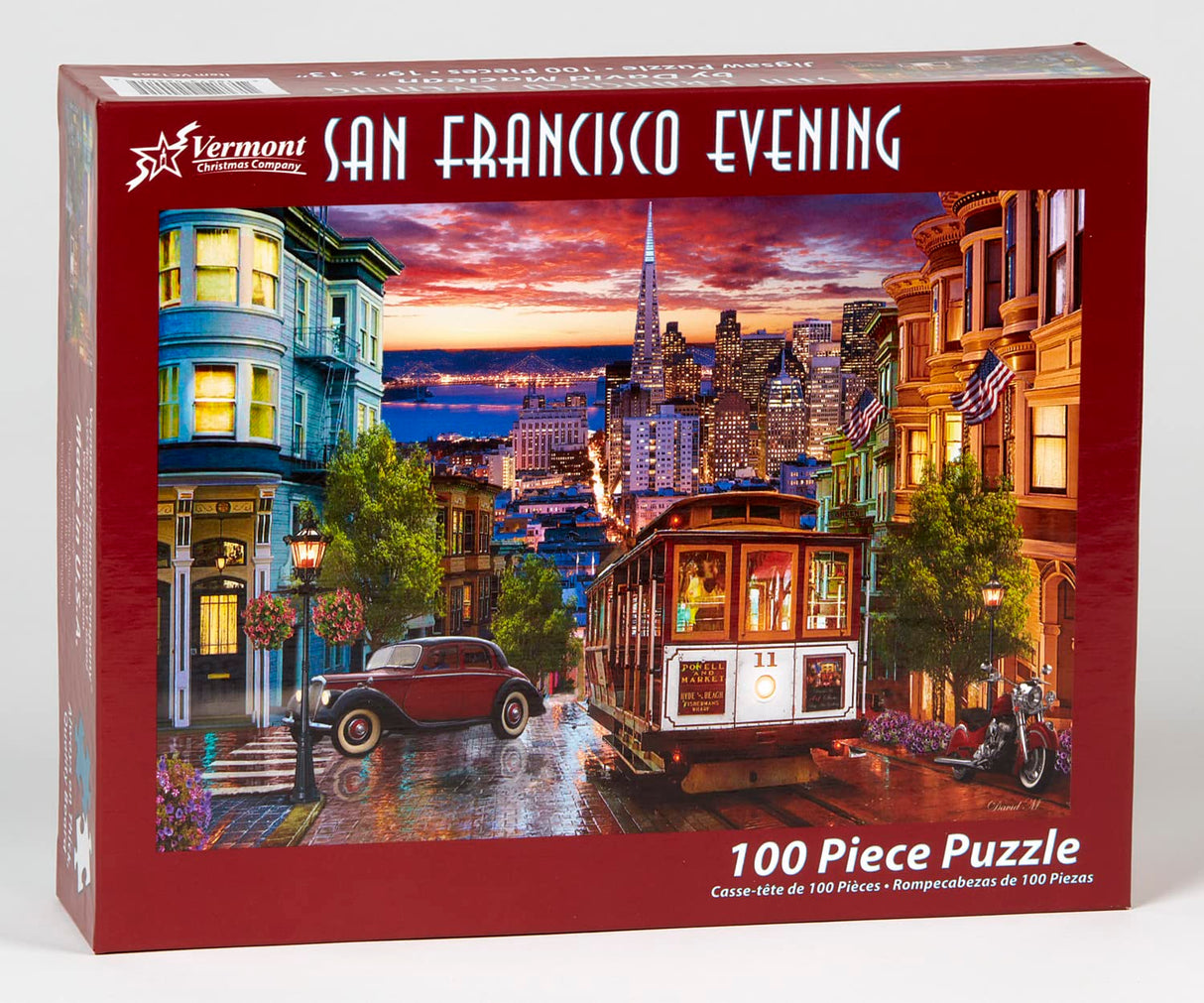 Vermont Christmas Company San Francisco Evening Jigsaw Puzzle 100 Piece, Large Pieces Perfect for Kids and Seniors Vermont Christmas Company