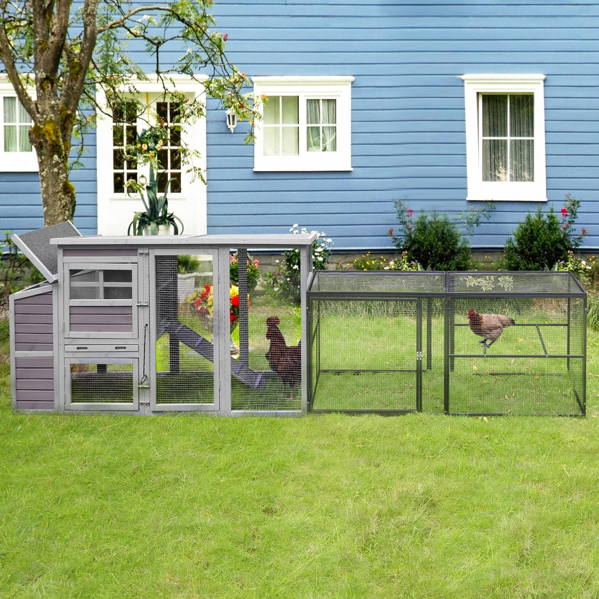 Aivituvin 71in Chicken Coop Run Extension Outdoor Rabbit Expansion Pen for Aivituvin Chicken Coop Hutch,Removable Doors for Easy Combination Aivituvin