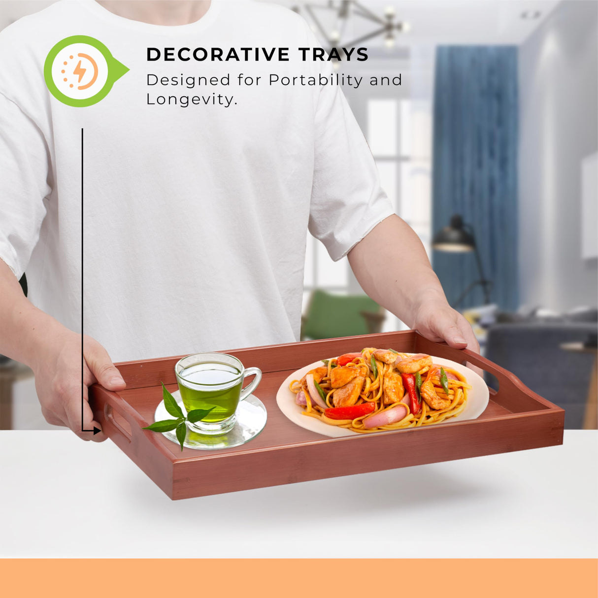 Prosumers Choice Wooden Tray - Dark Wood Serving Trays with Handles - Nesting Design for Space Saving - Wooden Serving Tray for Food, Drinks, Snacks - Set of 3 Prosumer's Choice