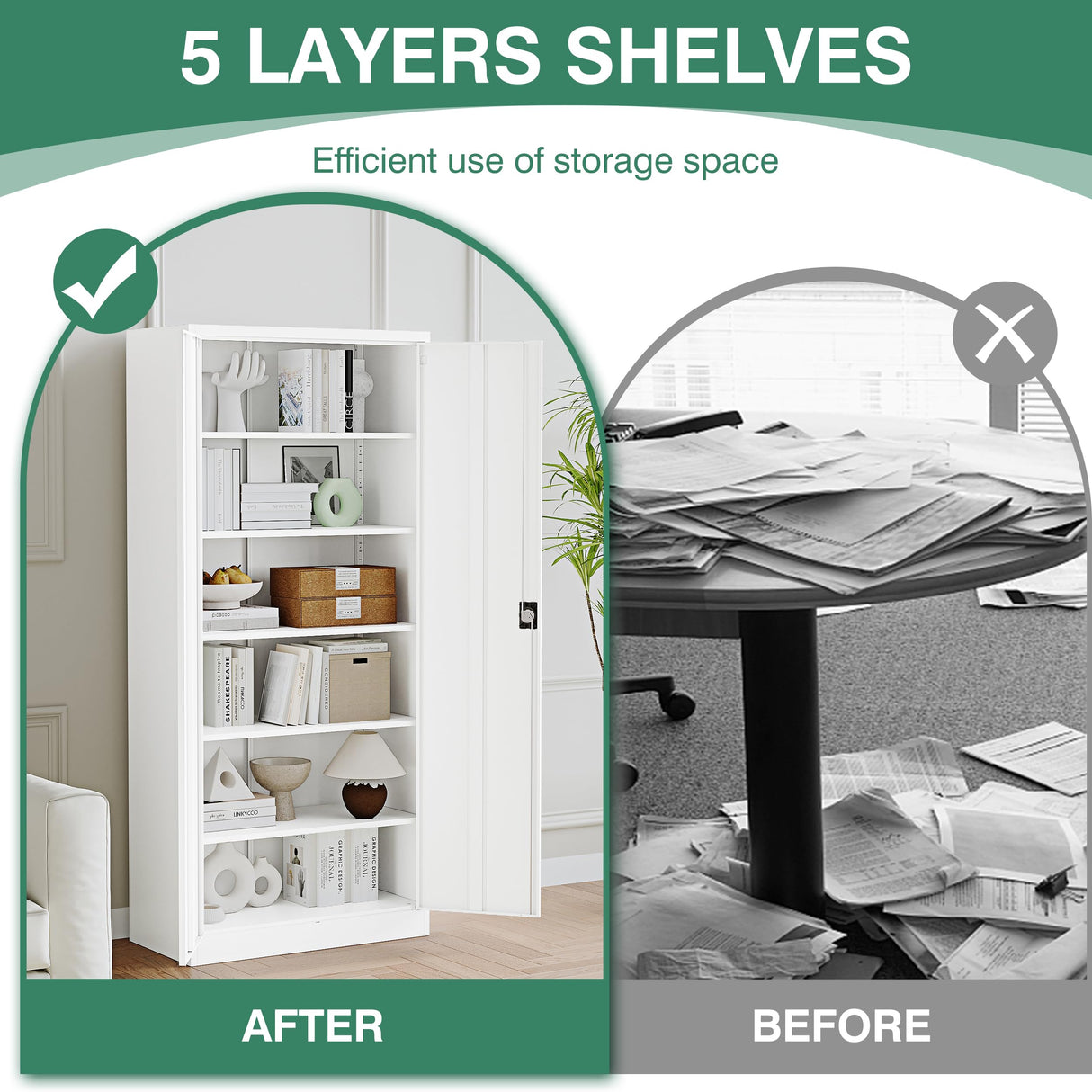 Letaya Metal Garage Storage Cabinets with Lock Door and Adjustable Shelves, Steel Tool Cabinets for Home,Office,Warehouse Organisieren (White, 72" H) Letaya