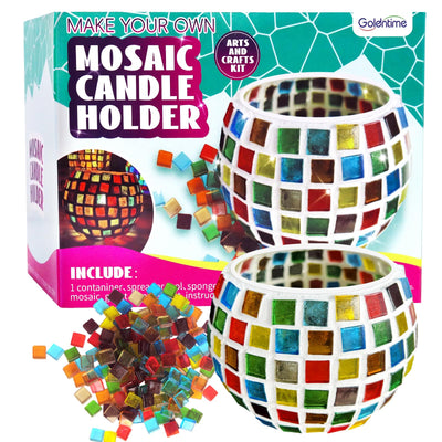 Glass Mosaic Candle Holder Kit, DIY Stained Glass Kit for Kids Adults Home Decor Fun Arts and Crafts Gifts for Kids Teens Adults Valentine Birthday Mother’s Day Gifts for Girls & Boys 6-8, 8-12
