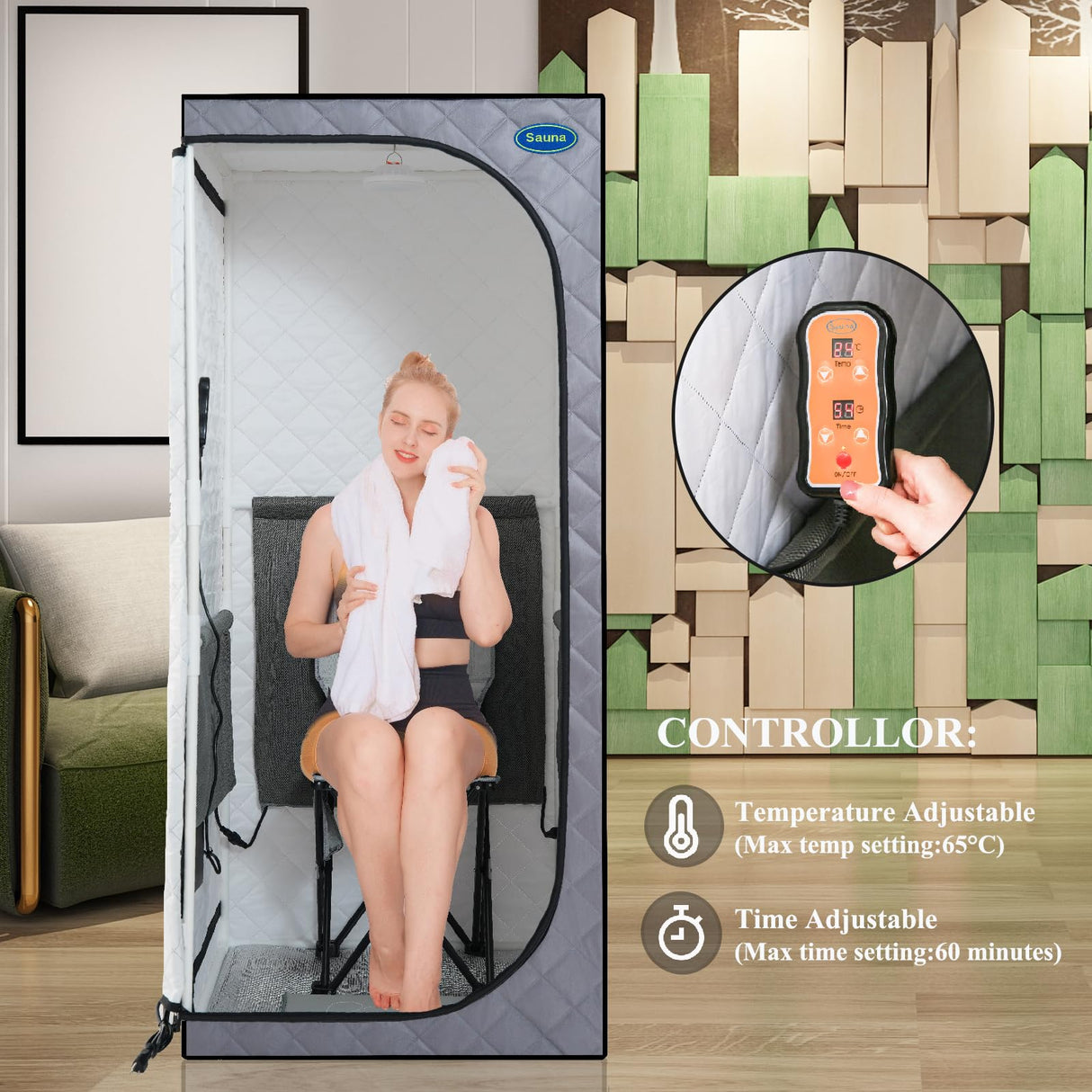 KUNSANA Full Size Portable Far Infrared Sauna Tent,Personal Home Sauna Spa with Heating Foot Pad and Portable Chair KUNSANA