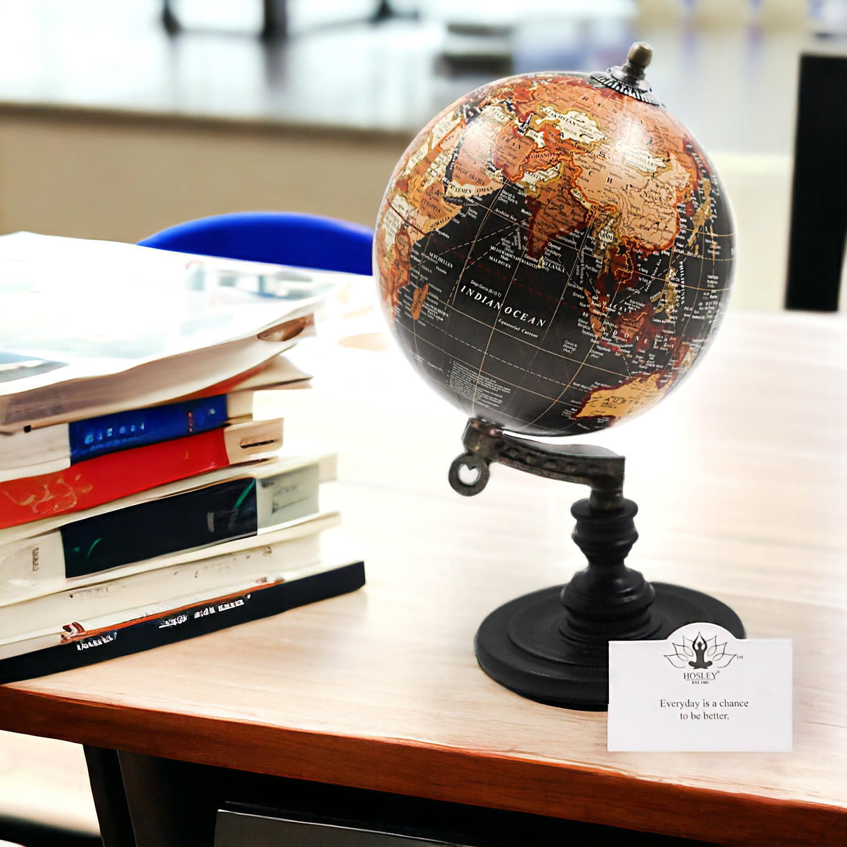 Hosley 10 Inch High Globe on Wooden Stand. A great gift for Father's Day for your Home birthdays holidays and special events. O9 Hosley