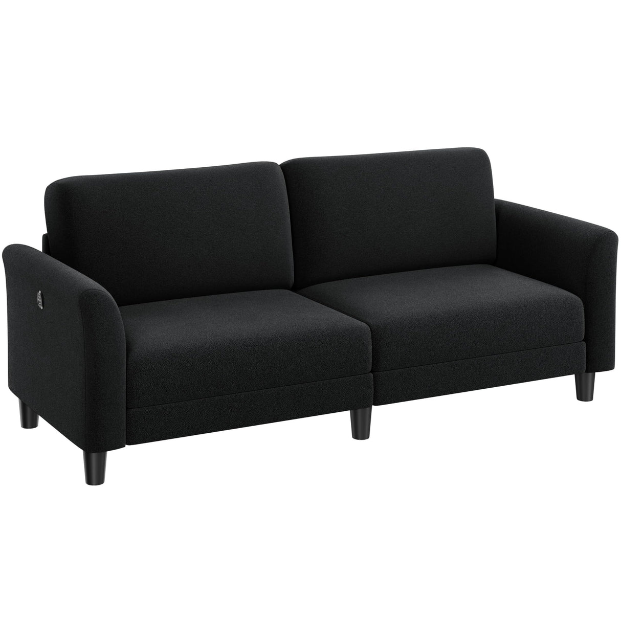 Yaheetech 67" W Fabric Sofa Couch 2 Seater Loveseat Sofa with USB Charging Ports Upholstered Sofa Living Room Office Bedroom, Black Yaheetech