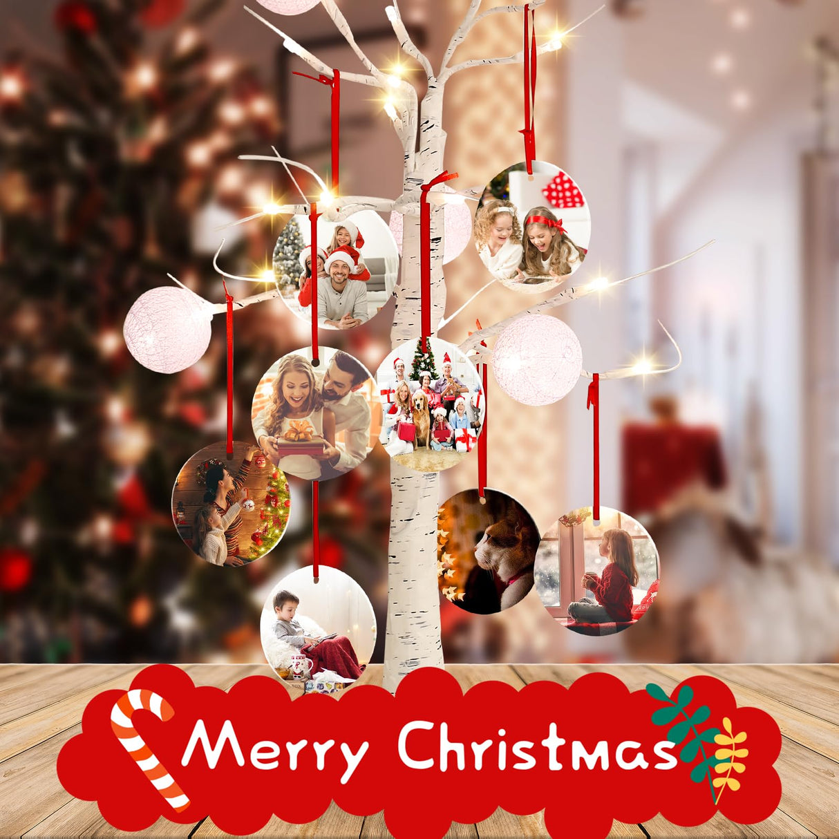 Sublimation Ceramic Ornaments Blank Christmas Personalized Ornament 10 PCS 3.5 Inch Round White Bulk DIY Chritsmas Tree Decoration WANZELONYO